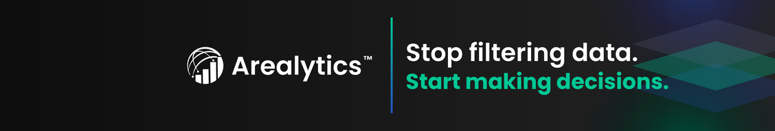 Arealytics LinkedIn banner, near-black ground