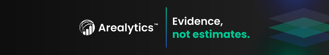 Arealytics LinkedIn banner, near-black ground