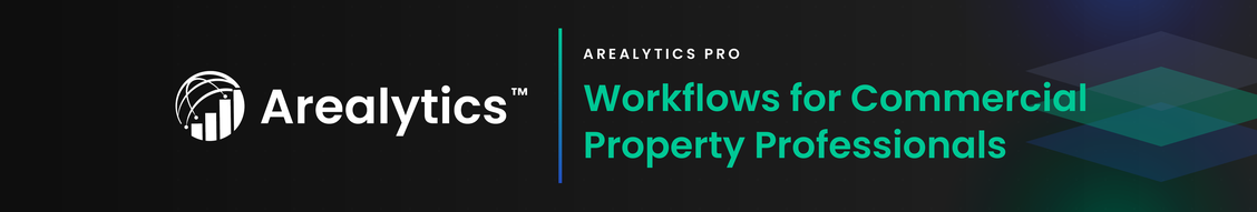 Arealytics LinkedIn banner, near-black ground