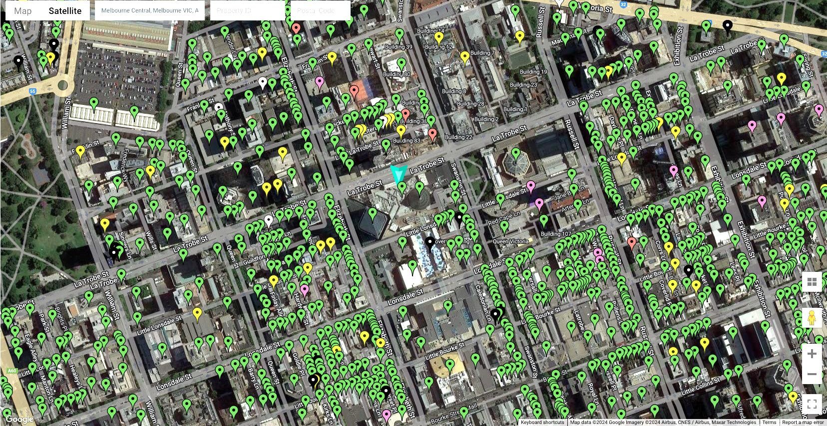 Arealytics property universe — geocoded properties on the map